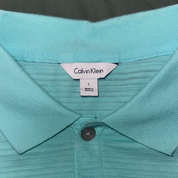 Calvin Klein Men's Aqua Polo Shirt - Picture 2 of 4